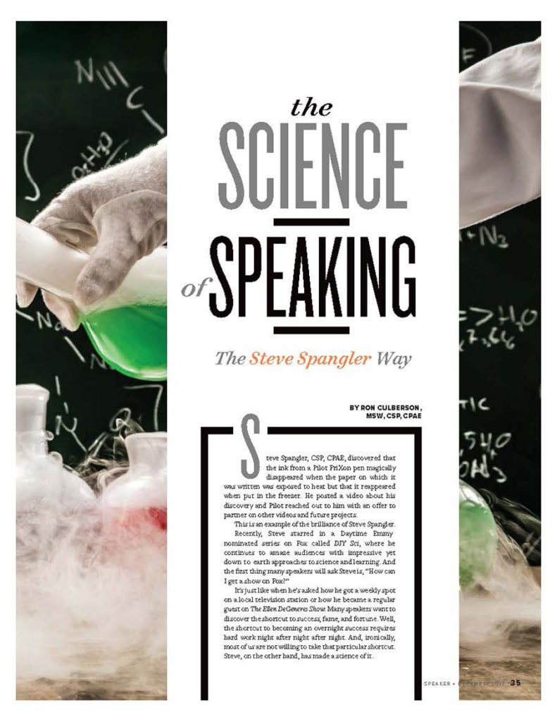 NSA Article the Science of Speaking the Steve Spangler Way by Ron Culberson
